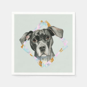 "All Ears" Pit Bull Dog Watercolor Painting Napkin