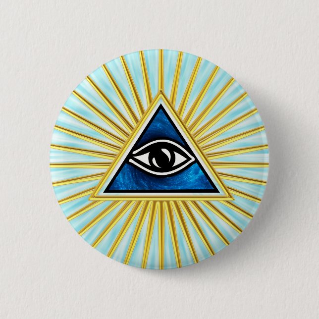 All eye of God, pyramid, Freemasons 6 Cm Round Badge (Front)