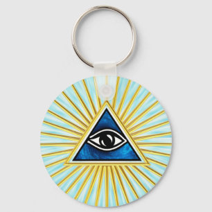 All eye of God, pyramid, Freemasons Key Ring