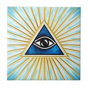 All eye of God, pyramid, Freemasons Tile