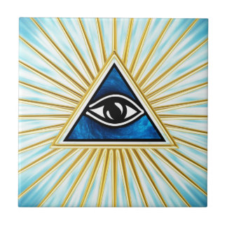 All eye of God, pyramid, Freemasons Tile