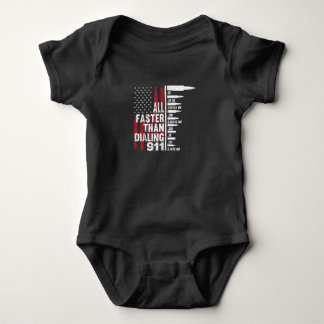 All Faster Than Dialing 911 American Flag Gun Baby Bodysuit
