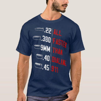 All Faster Than Dialling 911 American Flag Gun T-Shirt