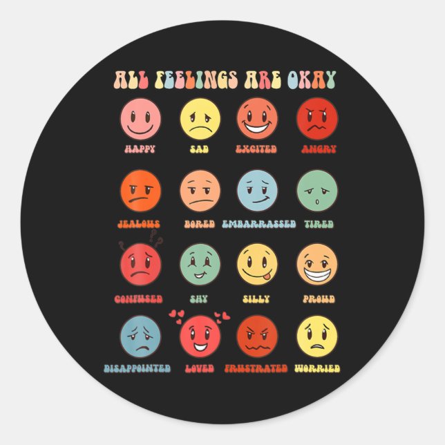 All Feeling Are Okay  Mental Health Matters  Classic Round Sticker (Front)
