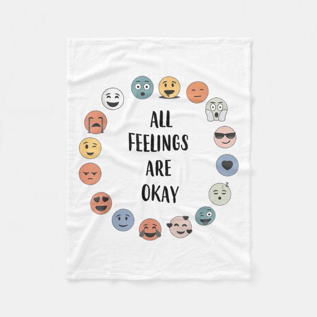 All Feelings Are Okay School Teacher Psychologist  Fleece Blanket (Front)