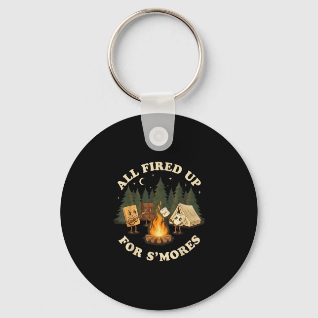 All fired up for smores funny camping design  key ring (Front)