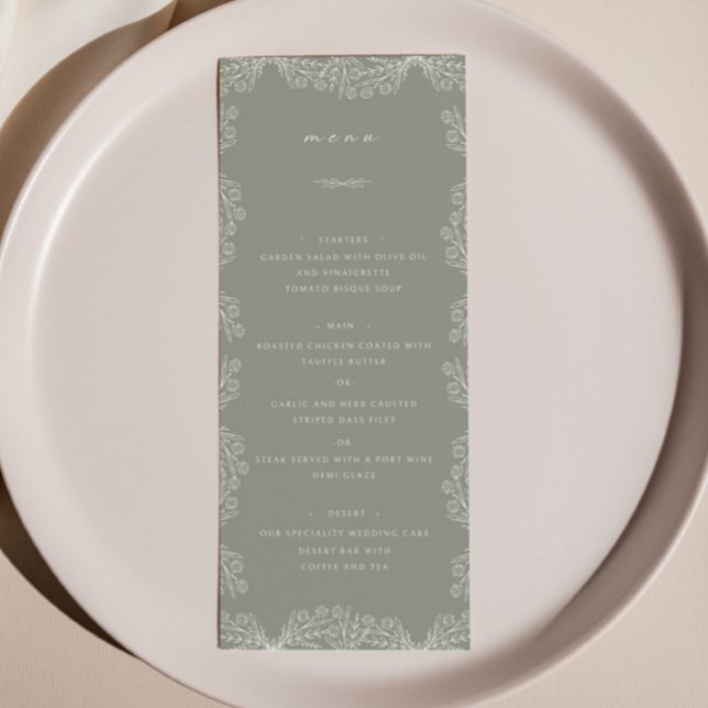 All Floral Sage Green Wedding Dinner Menu (Creator Uploaded)