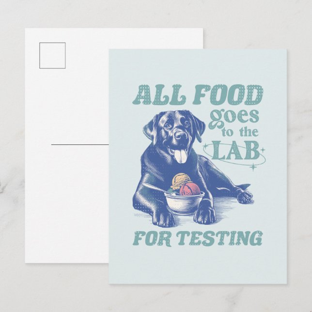 All Food Goes to the Black Lab for Testing Retro Postcard (Front/Back)