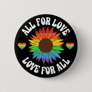 All For Love Love For All   Gay Pride Month 6 Cm Round Badge
