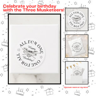 All for One One for All Musketeer Happy Birthday Favour Tags