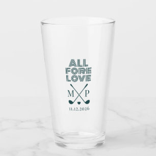 All Fore Love Monogram Dark Green Modern Glass