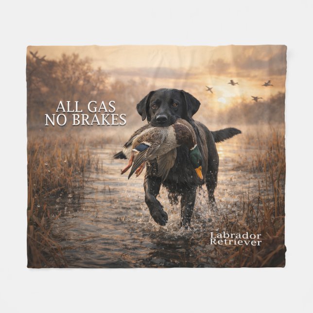All Gas No Brakes Black Lab Fleece Blanket (Front (Horizontal))