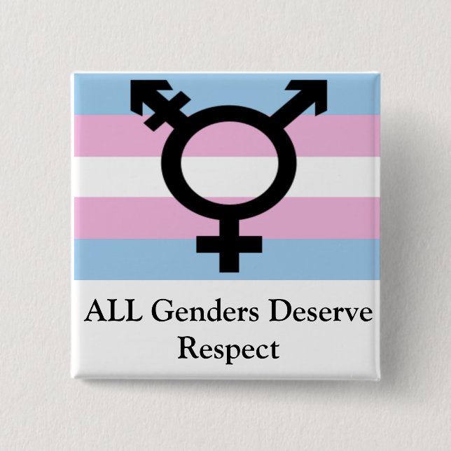 All Genders Deserve Respect 15 Cm Square Badge (Front)