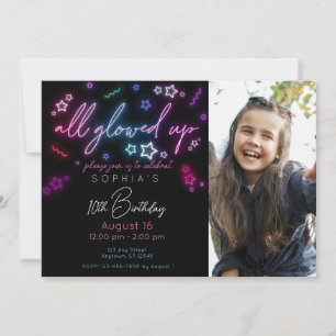 All Glowed Up Glow in the Dark Birthday Invitation