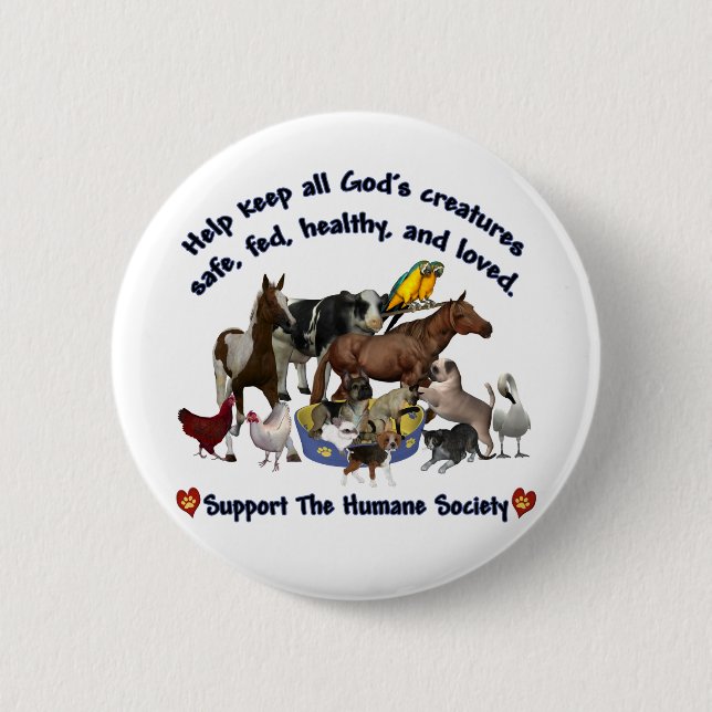 All Gods Creatures Humane Society 6 Cm Round Badge (Front)