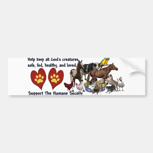 All Gods Creatures Humane Society Bumper Sticker (Front)