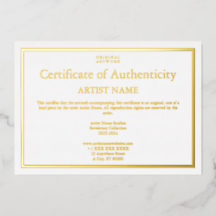 All Gold Foil Certificate of Authenticity Art