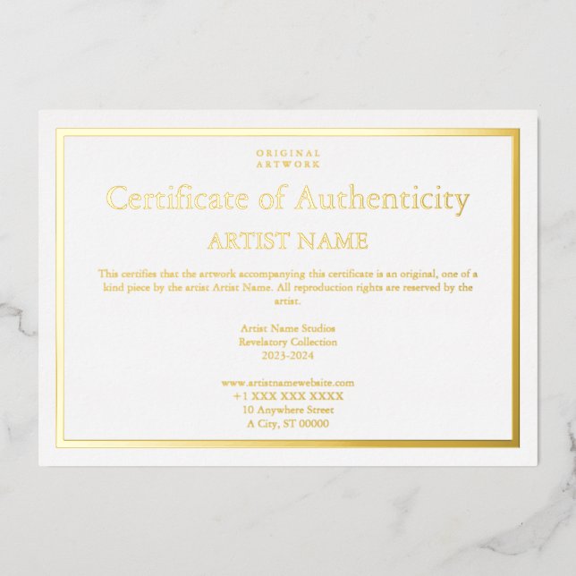 All Gold Foil Certificate of Authenticity Art (Front)