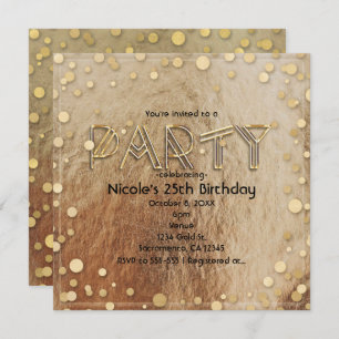 All Gold Glam Faux Foil Confetti Party Invitations