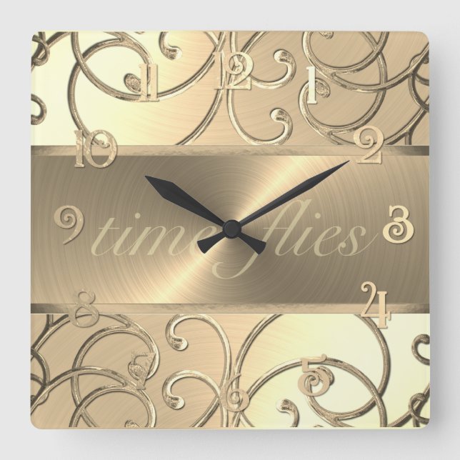 All Gold Time Flies Clock (Front)