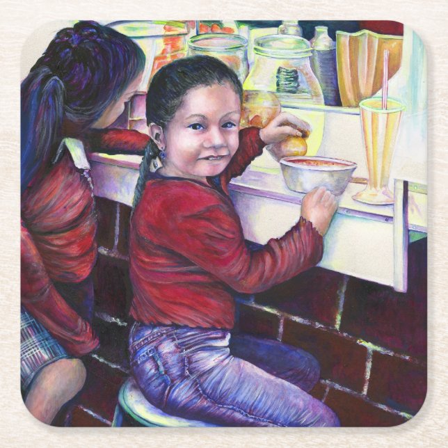 All Good little Girls get Ice Cream, Mexico Square Paper Coaster (Front)
