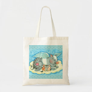 ALL GOOD PIGLETS GO TO HEAVEN, CUTE PIG ANGELS TOTE BAG