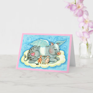 ALL GOOD PIGLETS GO TO HEAVEN, PIG ANGELS Blank Card