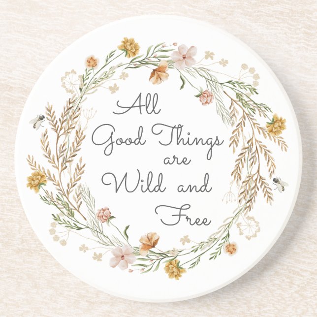 All Good Things Wildflower Sandstone Coaster (Front)