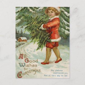 All Good Wishes For Christmas - Vintage Postcard
