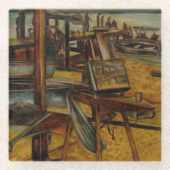 All Great Paintings Start with One Brush Stoke Glass Coaster (Front)