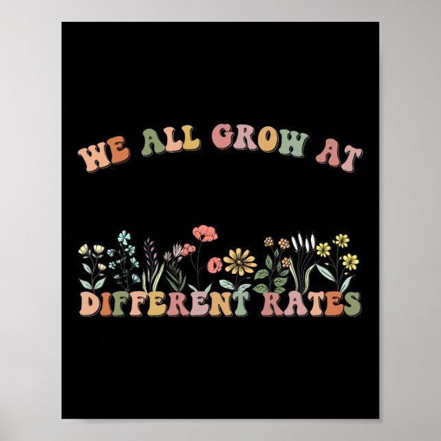 All Grow At Different Rates Sped Teacher Retro Vin Poster (Front)