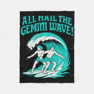 All Hail The Gemini Wave Astrology Zodiac Surfing  Fleece Blanket