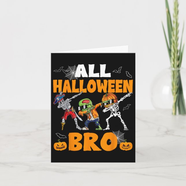 All Halloween Bro Dabbing Skeleton Jack O Lantern  Card (Front)