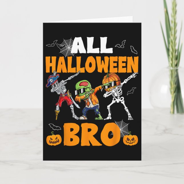 All Halloween Bro Dabbing Skeleton Jack O Lantern  Card (Front)