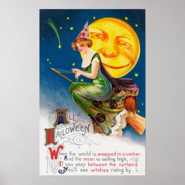 All Halloween Witch on a Broom by Full Moon Poster (Front)