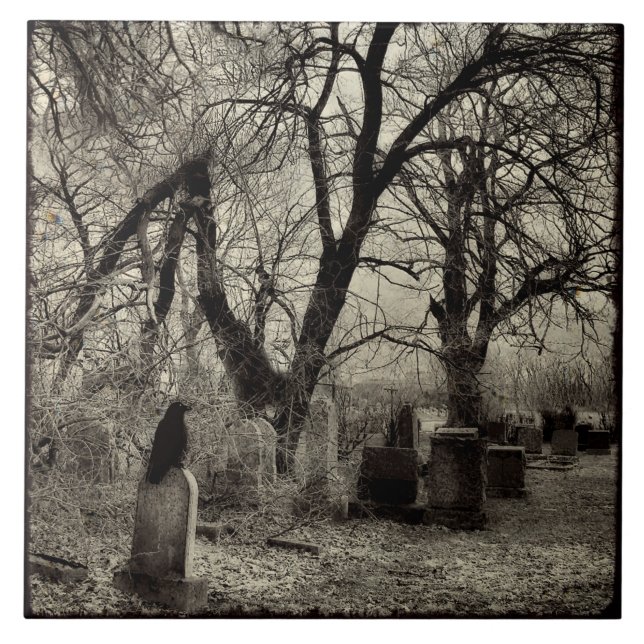 All Hallow's Eve Crow Ceramic Tile (Front)