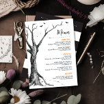 All Hallows Eve Halloween Orange Rose Flat Menu<br><div class="desc">Fully customized this simple and spooky menu to your wedding or event. Matching items can be found in our 'All Hallows Eve' collection.</div>