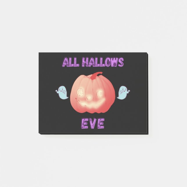 All Hallows Eve Halloween Pumpkin and Ghosts Post-it Notes (Front)