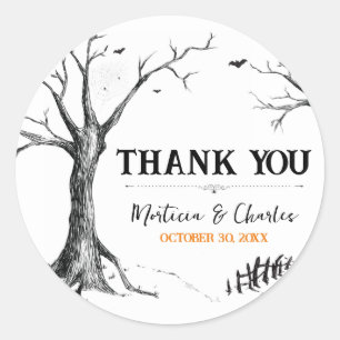 All Hallows Eve Halloween Tree Wedding Favor Classic Round Sticker
