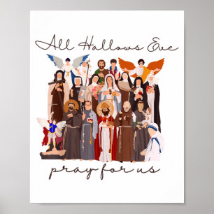 All Hallows Eve Pray For Us Halloween Catholic Sai Poster