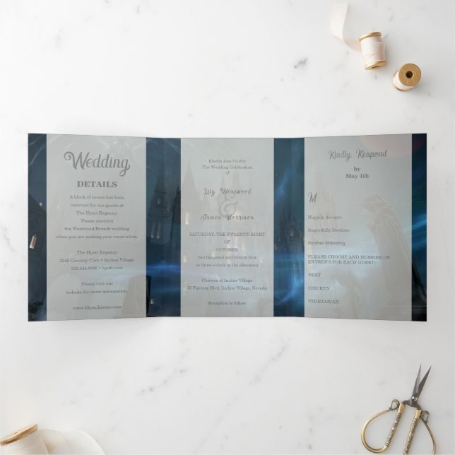 All Hallows Eve Wedding Tri-Fold Invitation (Inside)