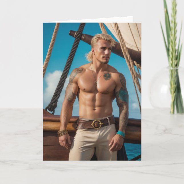 All Hands on Deck Hot Guy Greetings Card (Front)