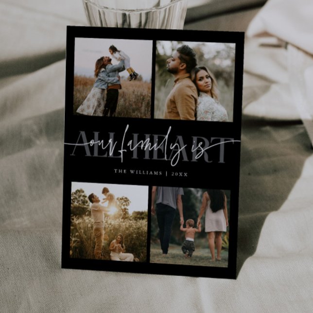 All Heart Black Multi Photo Valentines Day  Holiday Card (Creator Uploaded)