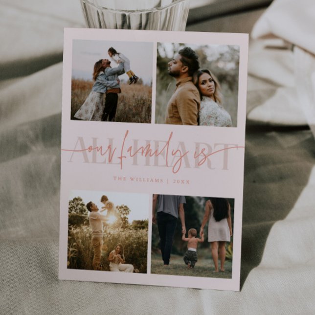 All Heart Peach Multi Photo Valentines Day  Holiday Card (Creator Uploaded)