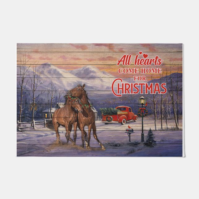All Hearts Come Home For Christmas Doormat (Front)
