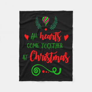 All Hearts Come Together At Christmas Holiday Kids Fleece Blanket
