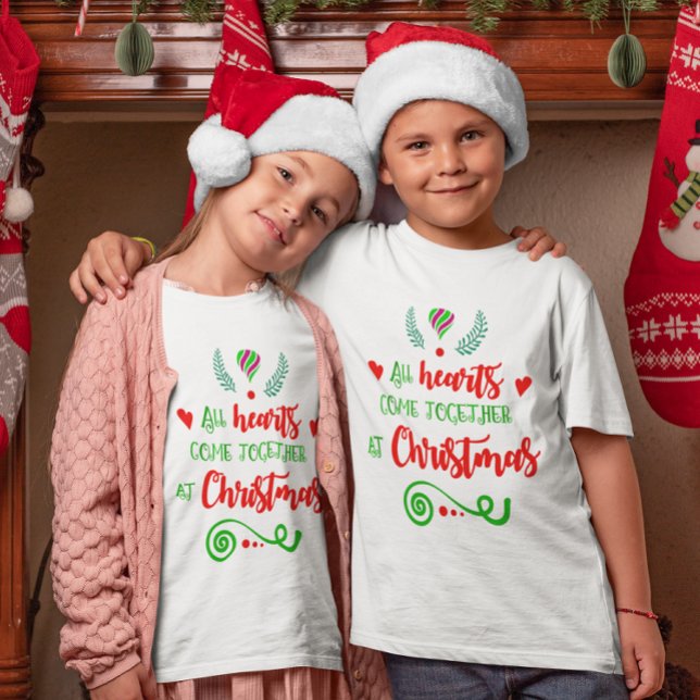All Hearts Come Together At Christmas Holiday Kids T-Shirt (All Hearts Come Together At Christmas Holiday Kids T-Shirt)