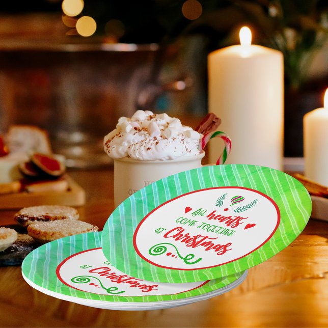 All Hearts Come Together At Christmas Holiday Paper Plate (All Hearts Come Together At Christmas Holiday Paper Plates)