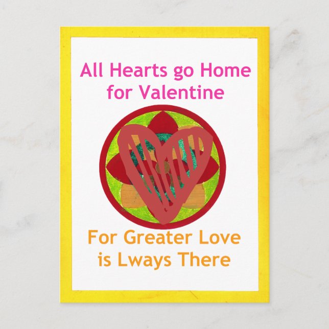 All Hearts Go Home for Valentine Art Print Holiday Postcard (Front)