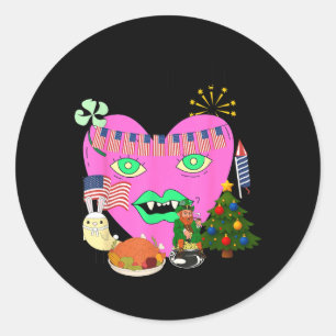 All Holidays in One Weird Holiday Design Classic Round Sticker
